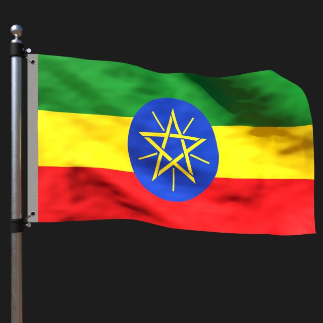 Flag of ethiopia Model 3D .c4d .max .obj .3ds .fbx .stl .blend 