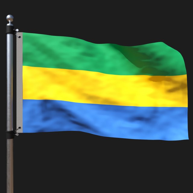 Flag of gabon 3D Модель .c4d .max .obj .3ds .fbx .stl .blend 