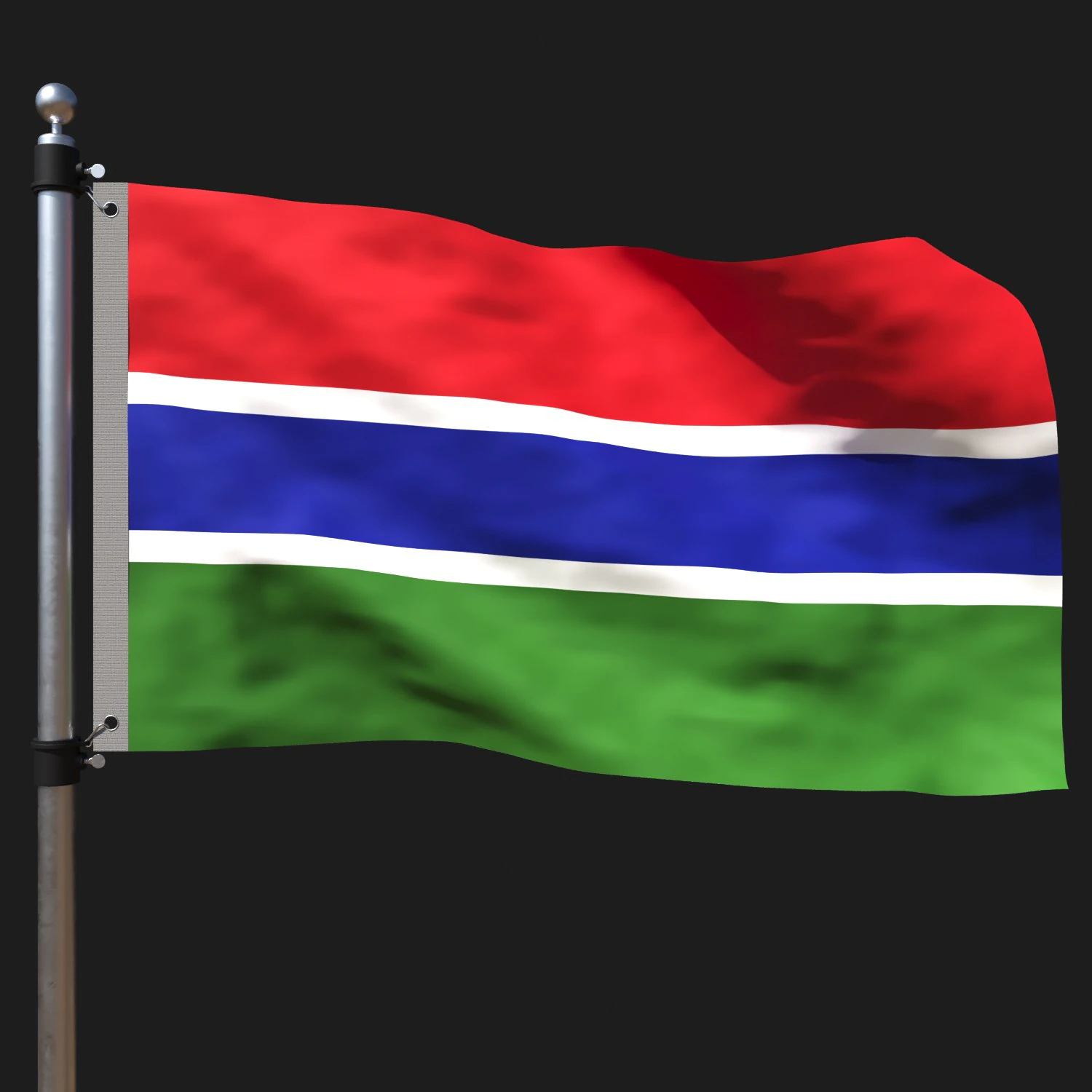 Flag of gambia 3D Model .c4d .max .obj .3ds .fbx .stl .blend 