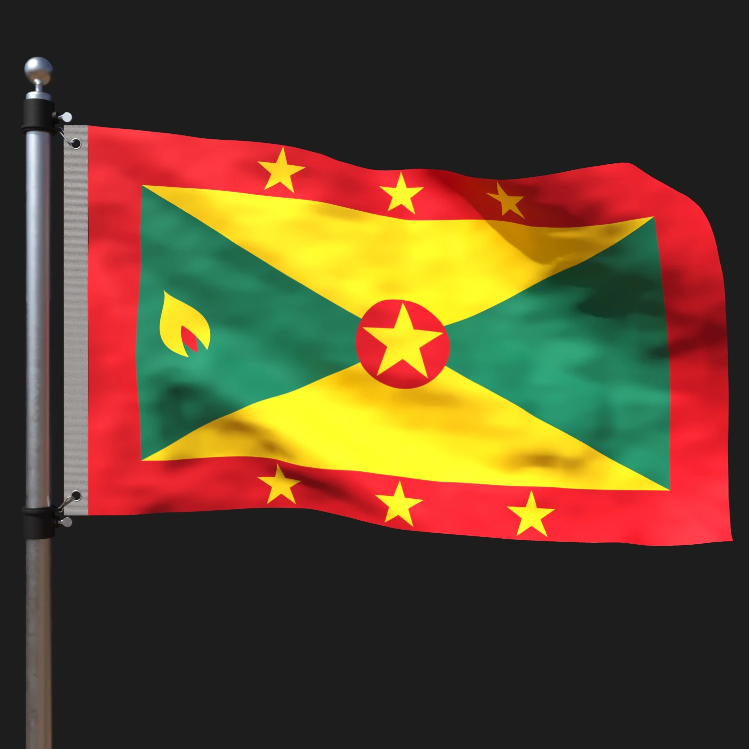 Flag of grenada 3D Model .c4d .max .obj .3ds .fbx .stl .blend