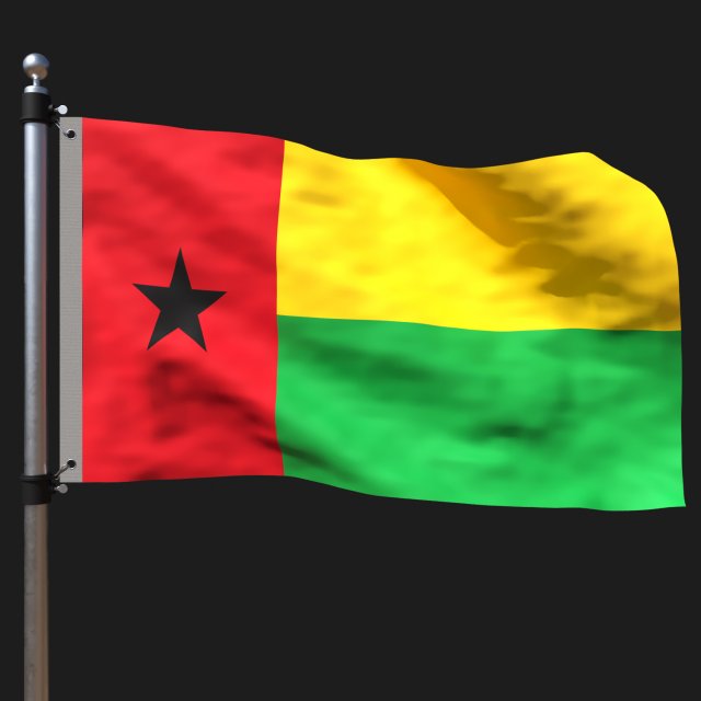 Flag of guinea bissau 3D 모델 .c4d .max .obj .3ds .fbx .stl .blend 