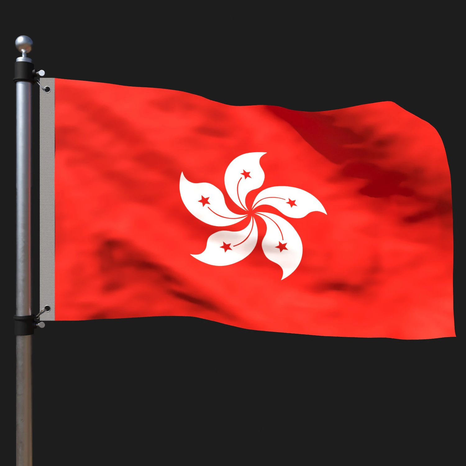 Flag of hongkong 3D Model .c4d .max .obj .3ds .fbx .stl .blend 