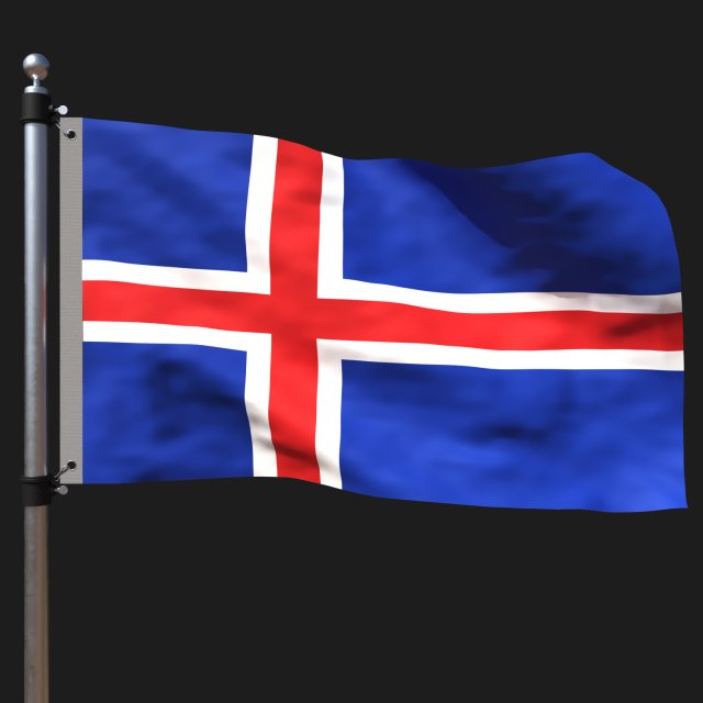 Flag of iceland 3D Model .c4d .max .obj .3ds .fbx .stl .blend 