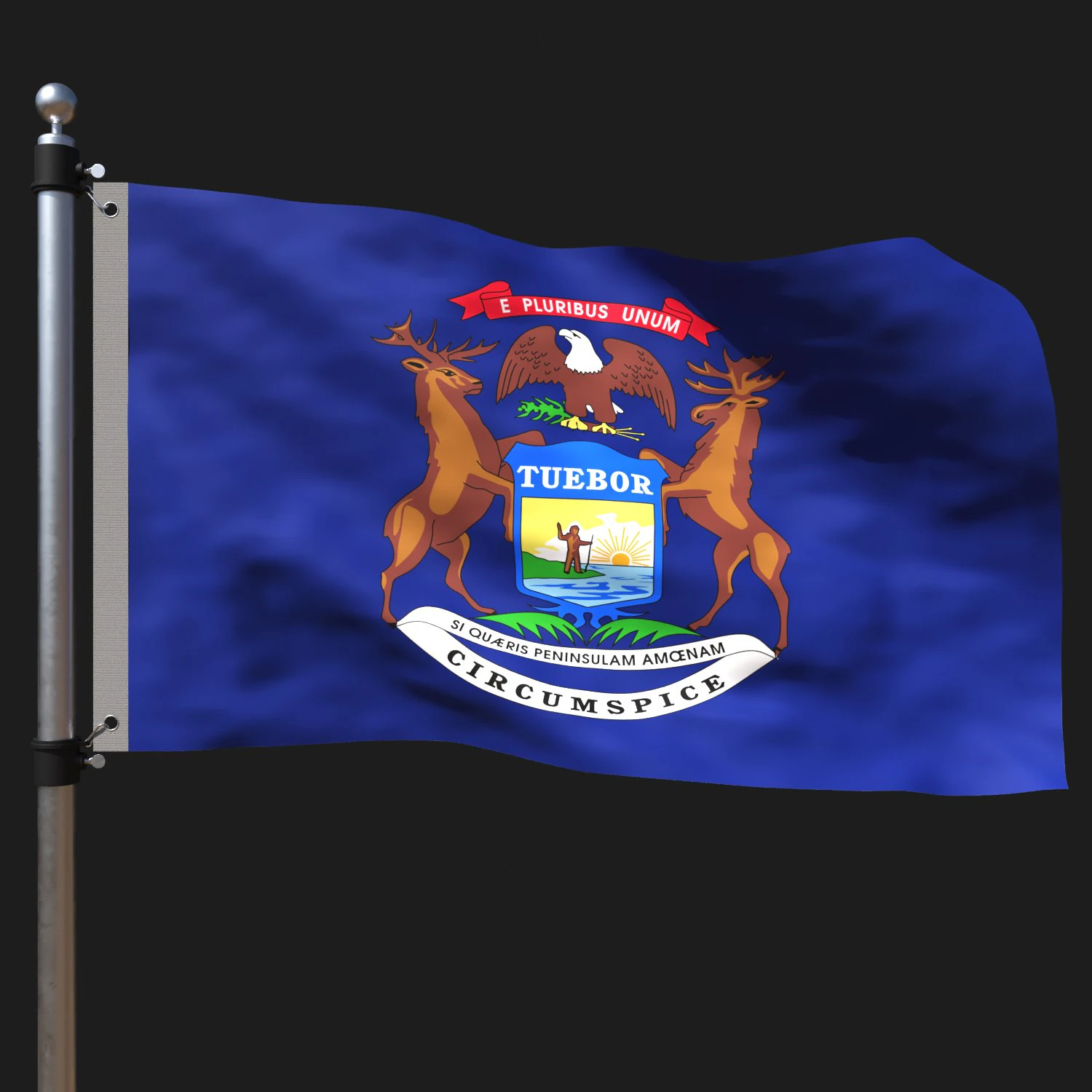 Flag of ichigan 3D Model .c4d .max .obj .3ds .fbx .stl .blend