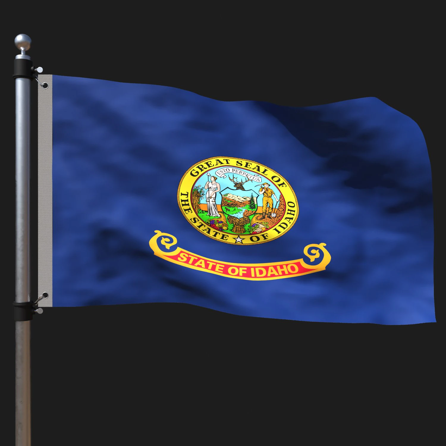 Flag of idaho 3D Model .c4d .max .obj .3ds .fbx .stl .blend 