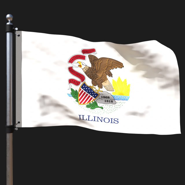 Flag of illinois 3D Model .c4d .max .obj .3ds .fbx .stl .blend