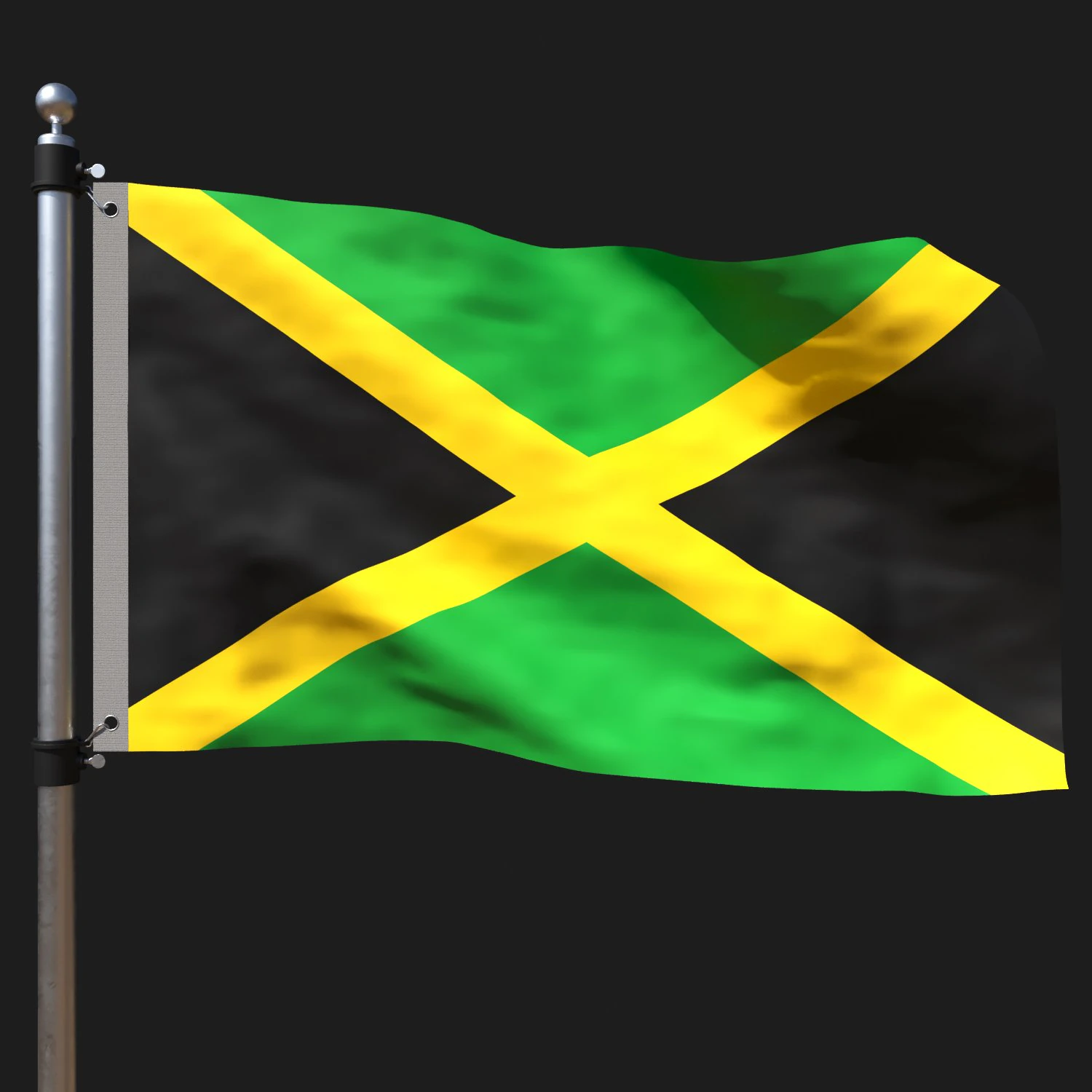 Flag of jamaica 3D Model .c4d .max .obj .3ds .fbx .stl .blend