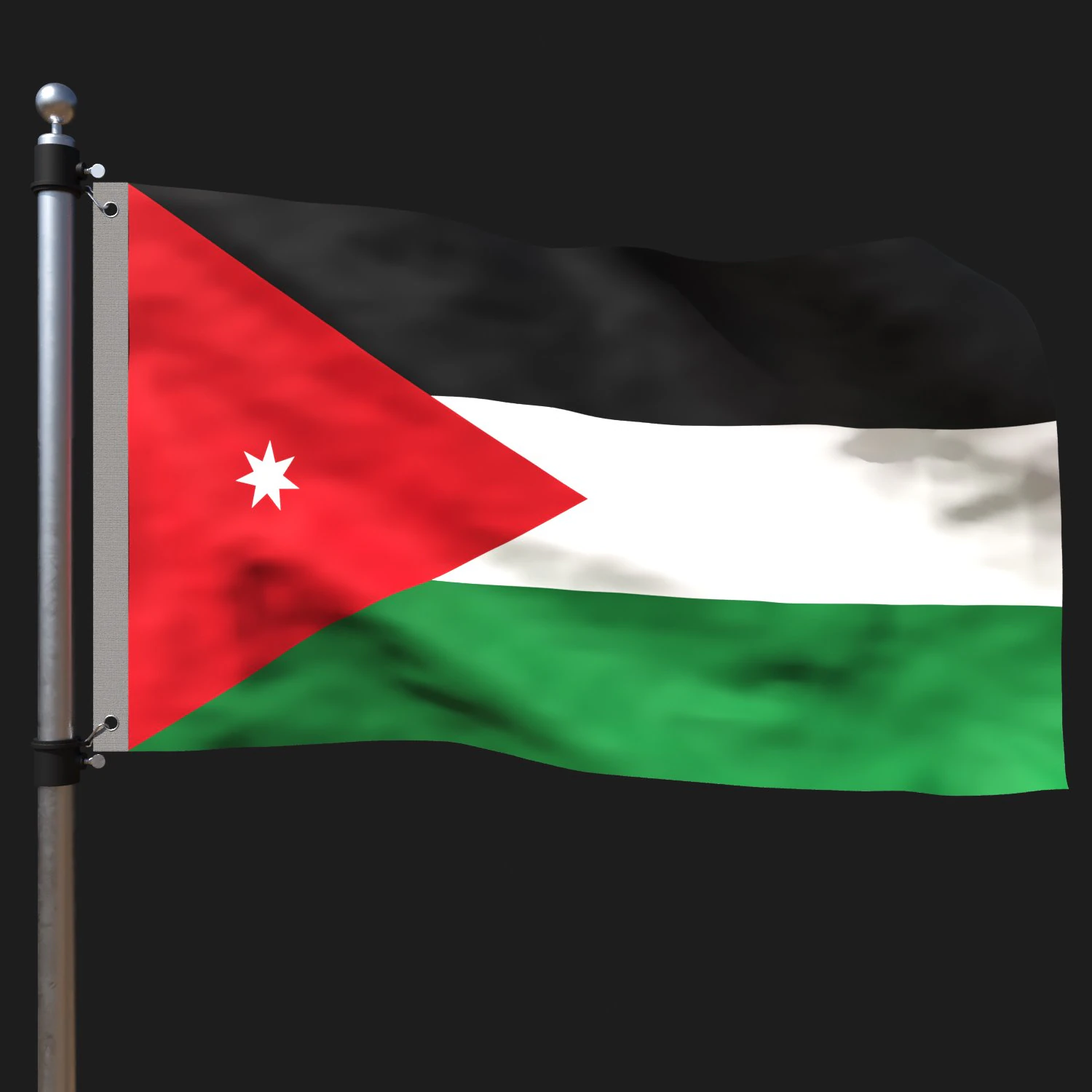 Flag of jordan 3D Model .c4d .max .obj .3ds .fbx .stl .blend
