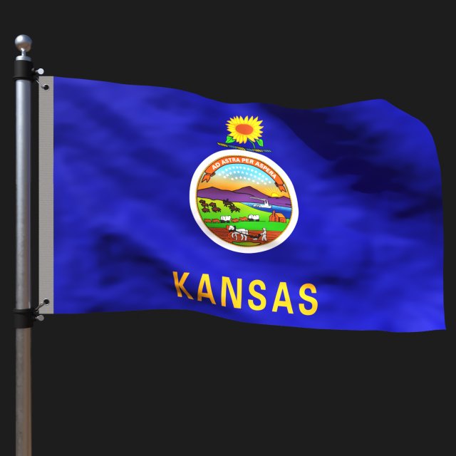 Flag of kansas 3D Model .c4d .max .obj .3ds .fbx .stl .blend 