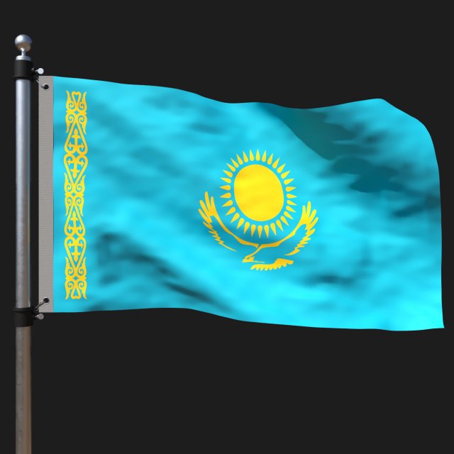 Flag of kazakhstan Modèle 3D .c4d .max .obj .3ds .fbx .stl .blend 