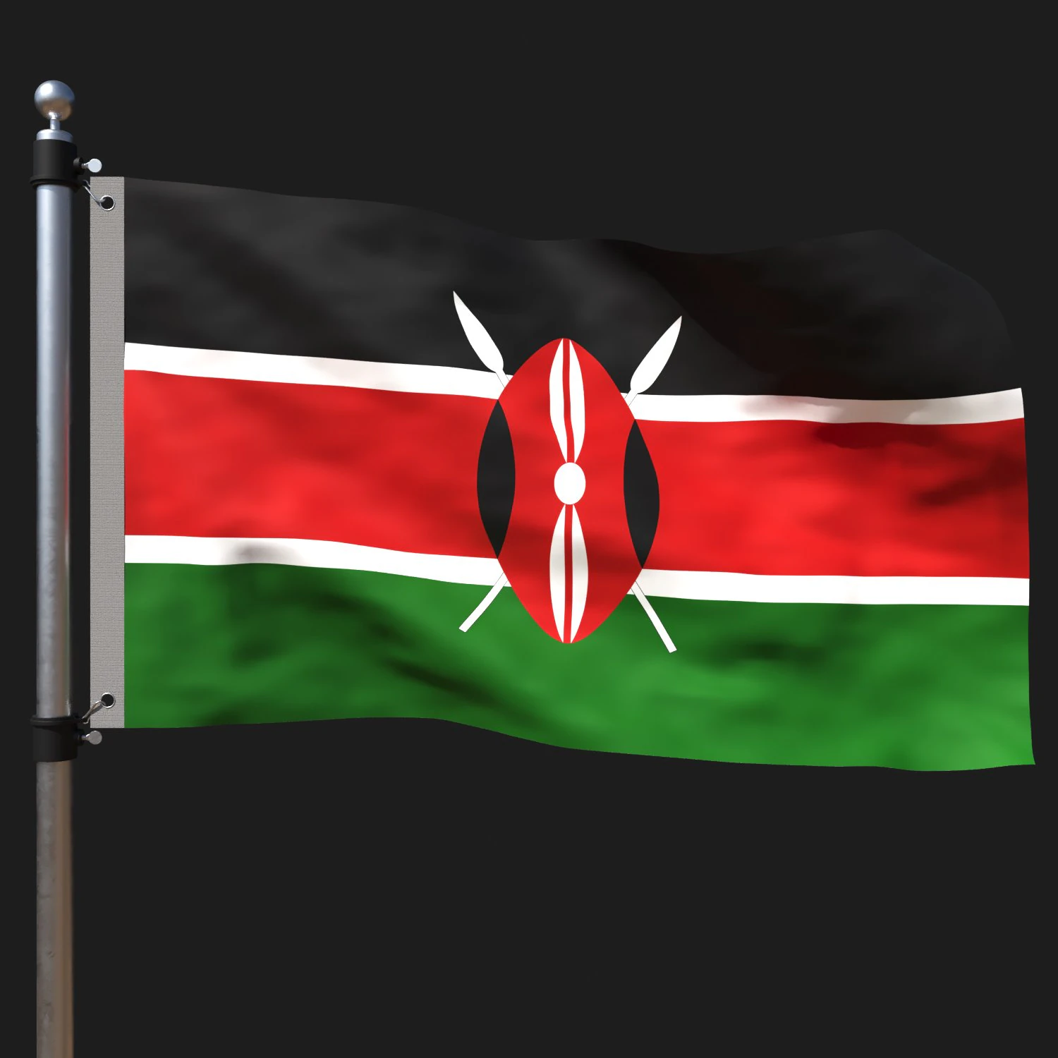 Flag of kenya 3D Model .c4d .max .obj .3ds .fbx .stl .blend