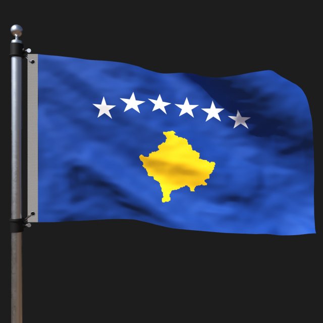 Flag of kosovo 3D Модель .c4d .max .obj .3ds .fbx .stl .blend 