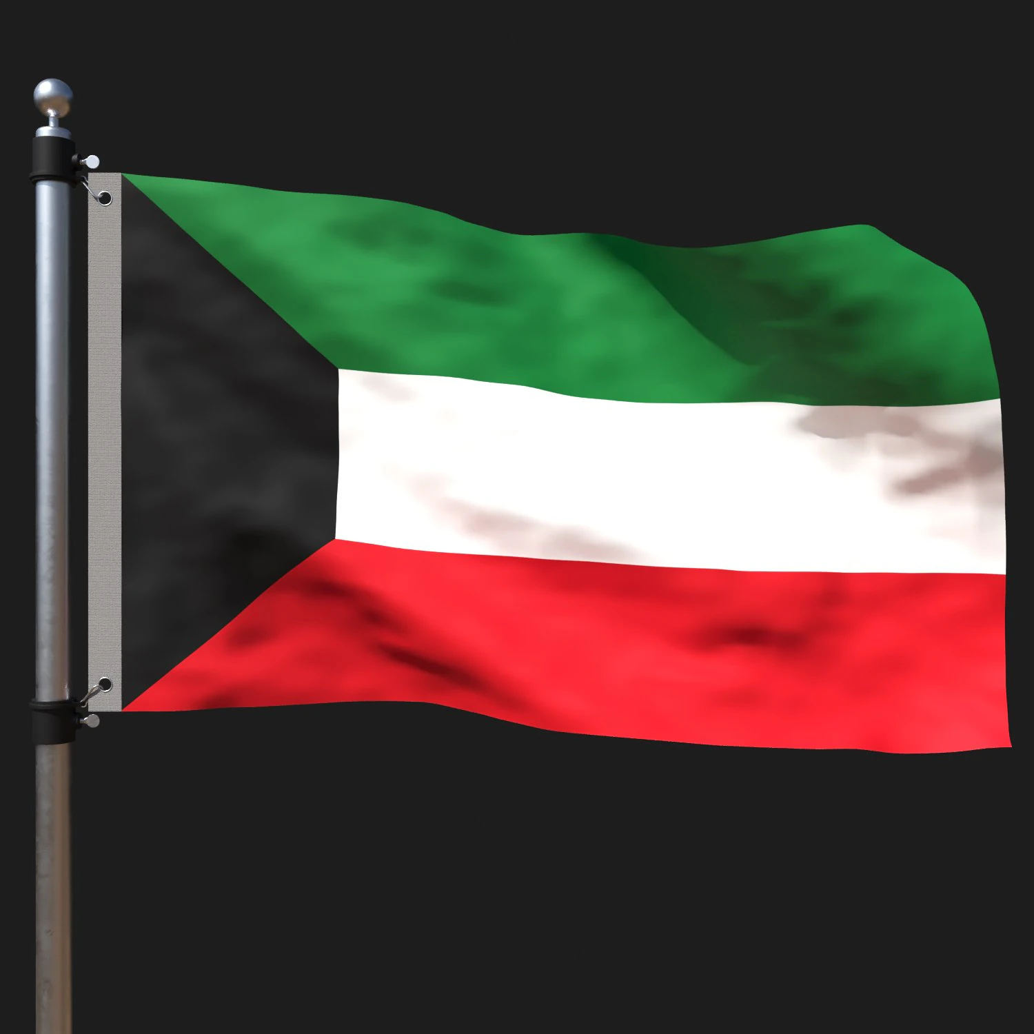 Flag of kuwait 3D Model .c4d .max .obj .3ds .fbx .stl .blend