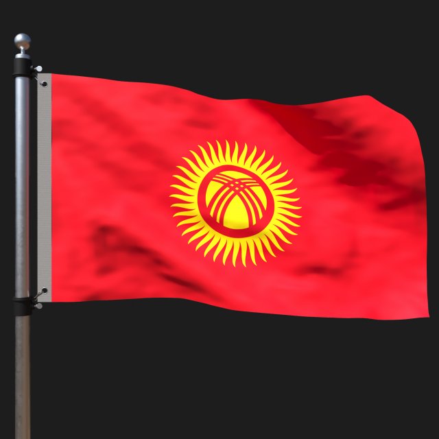 Flag of kyrgyzstan Modèle 3D .c4d .max .obj .3ds .fbx .stl .blend 