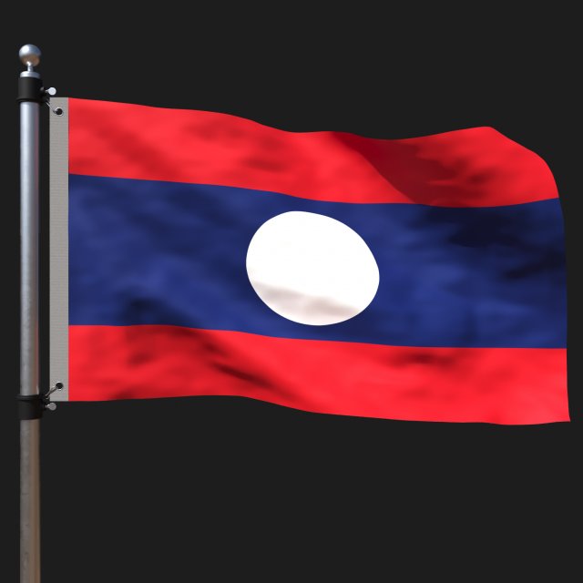 Flag of laos 3D Модель .c4d .max .obj .3ds .fbx .stl .blend