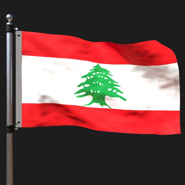 Flag of lebanon 3D Модель .c4d .max .obj .3ds .fbx .stl .blend 