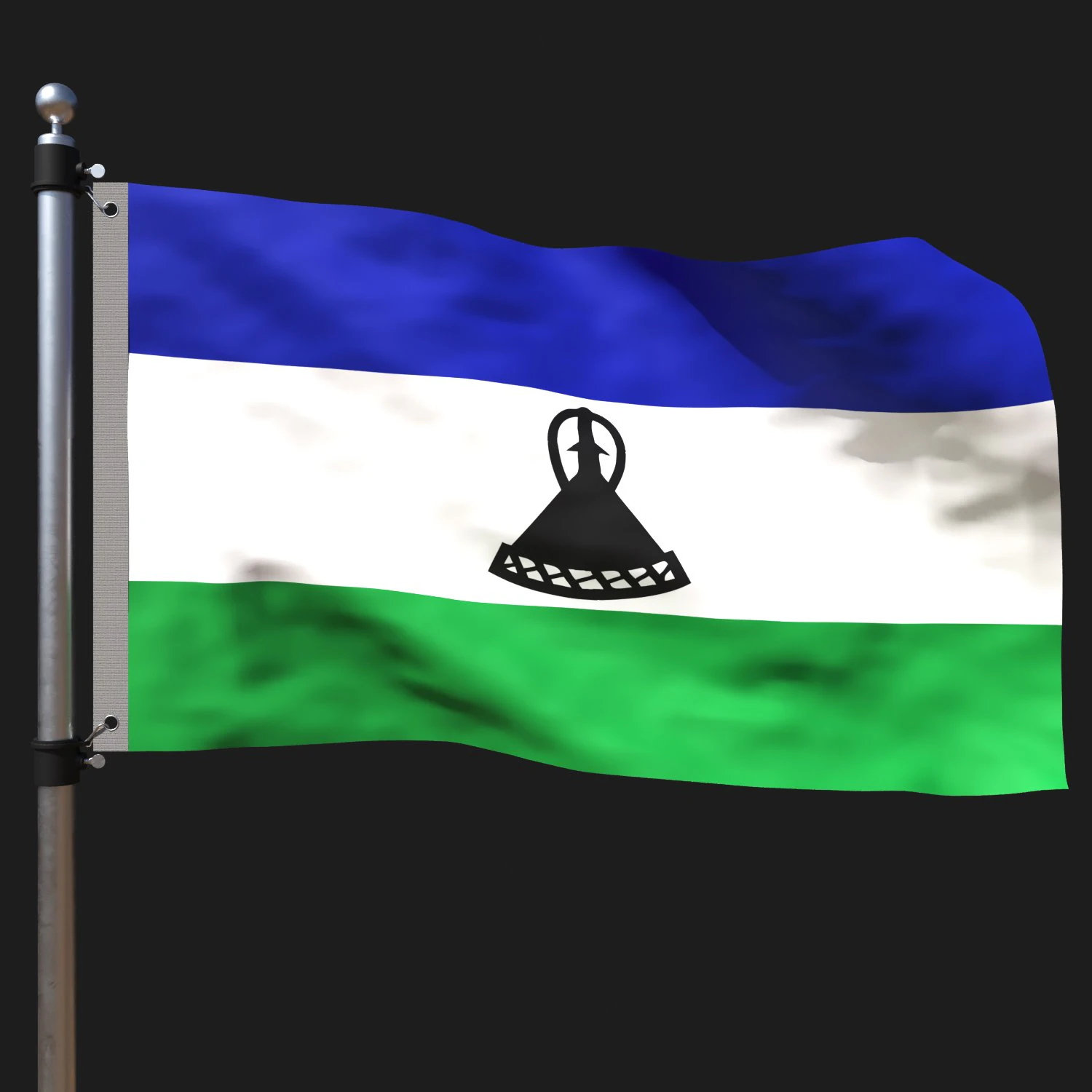Flag of lesotho 3D Model .c4d .max .obj .3ds .fbx .stl .blend 
