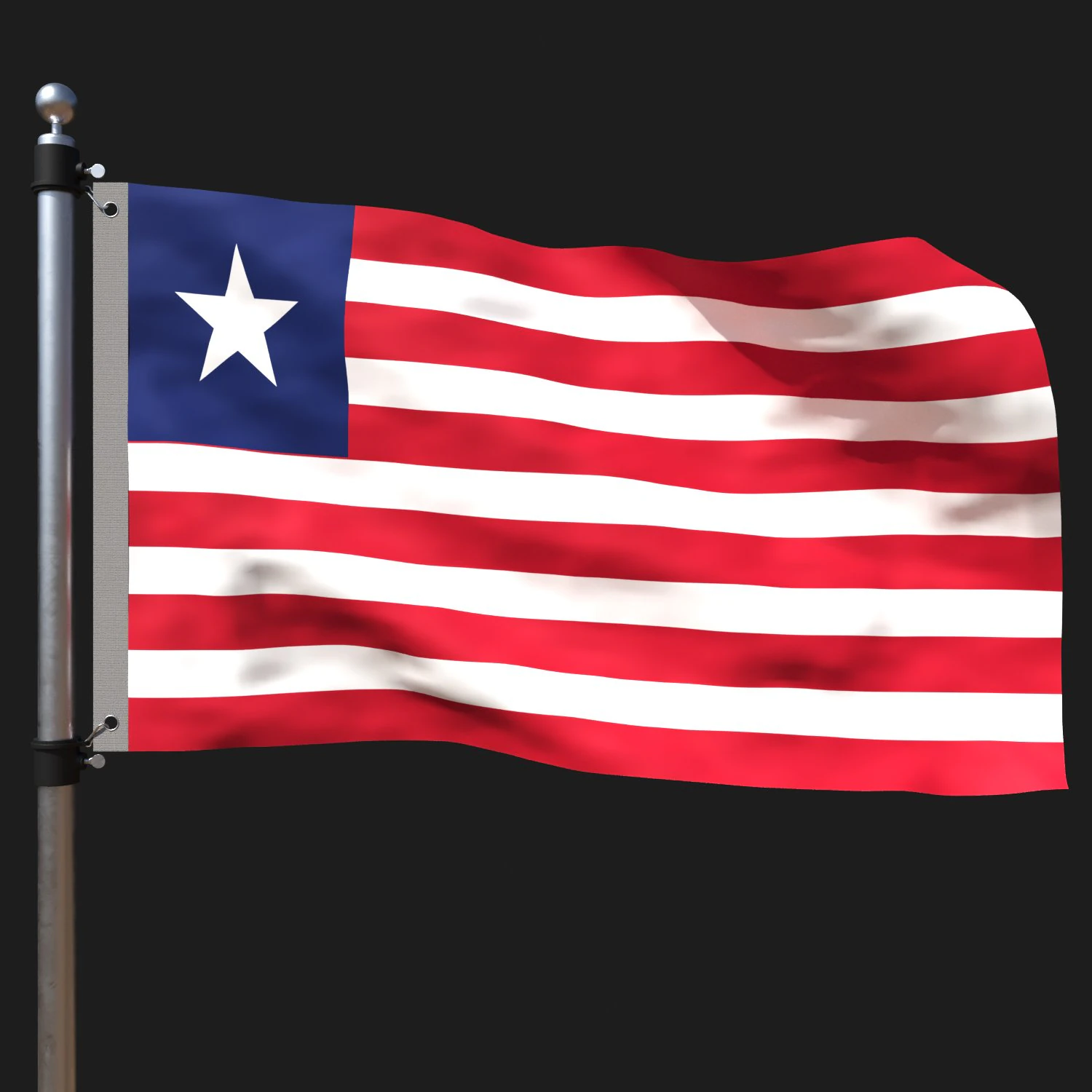Flag of liberia 3D Model .c4d .max .obj .3ds .fbx .stl .blend 