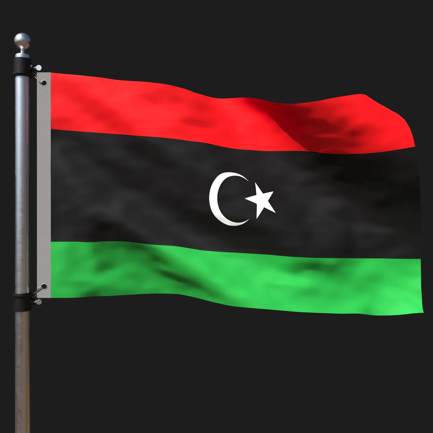 Flag of libya 3D Model .c4d .max .obj .3ds .fbx .stl .blend 