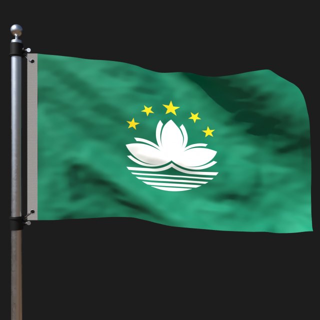 Flag of macau 3D Model .c4d .max .obj .3ds .fbx .stl .blend 