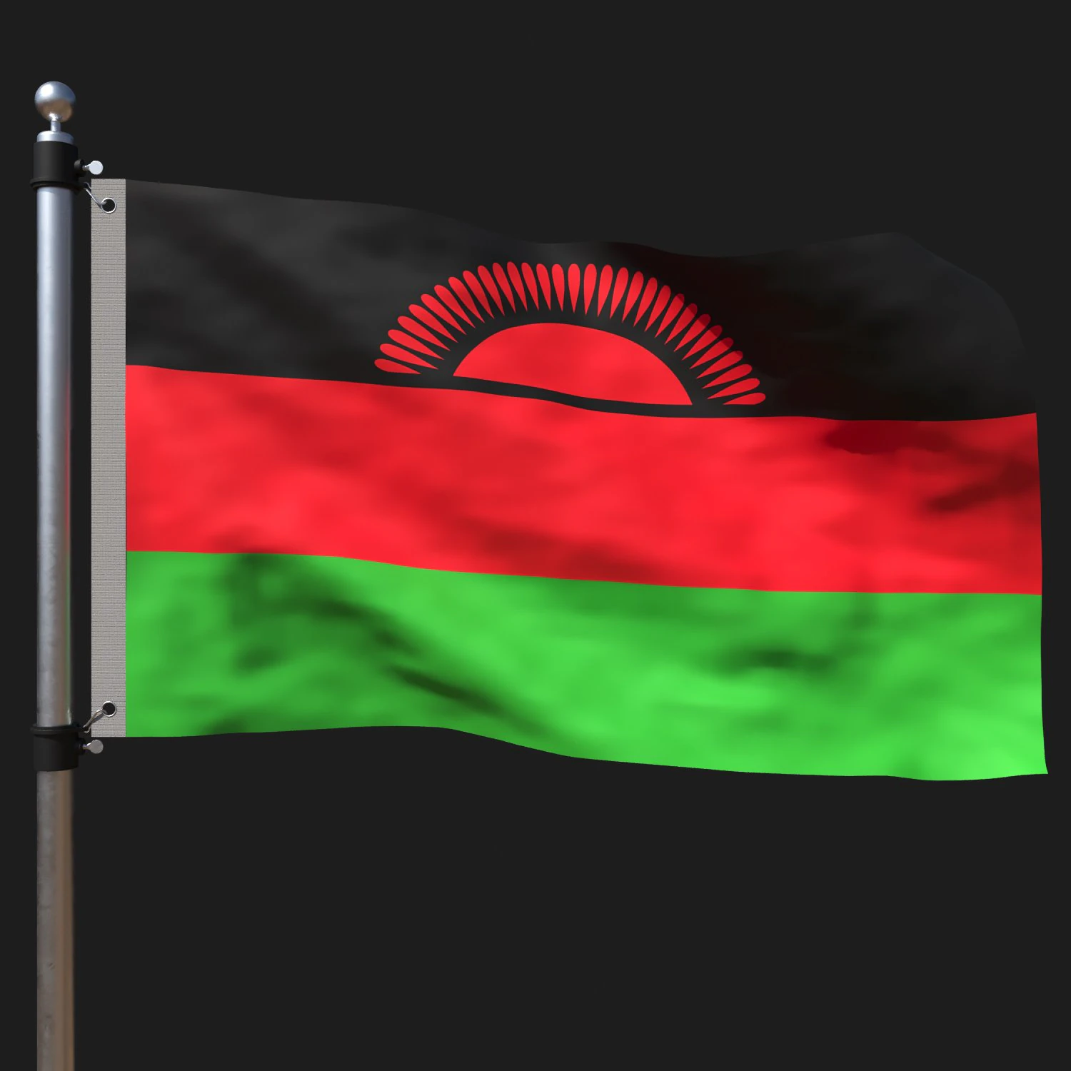 Flag of malawi 3D Model .c4d .max .obj .3ds .fbx .stl .blend