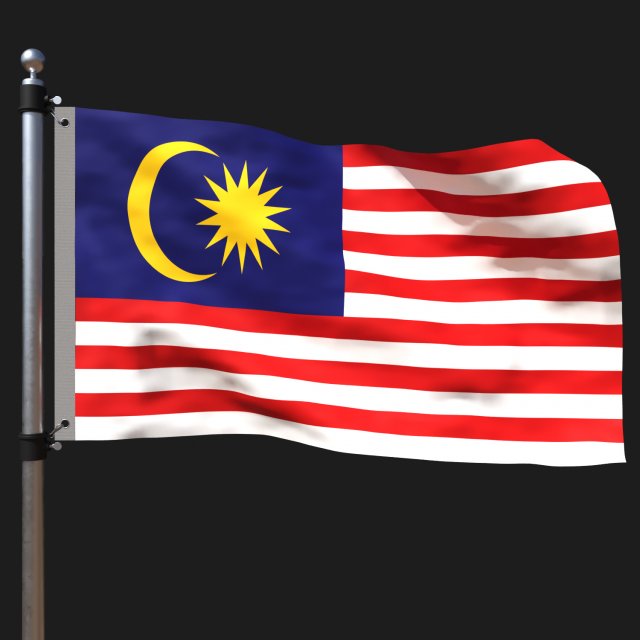 Flag of malaysia 3D 모델 .c4d .max .obj .3ds .fbx .stl .blend 