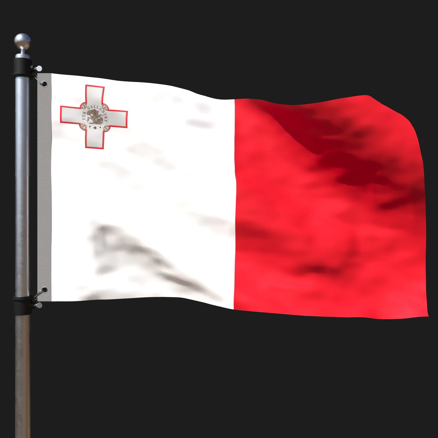Flag of malta 3D Model .c4d .max .obj .3ds .fbx .stl .blend 