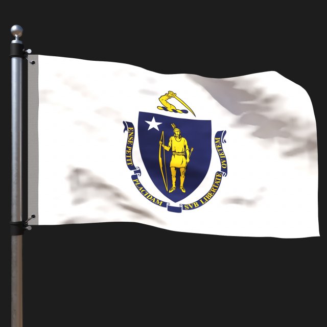 Flag of massachusetts Model 3D .c4d .max .obj .3ds .fbx .stl .blend 