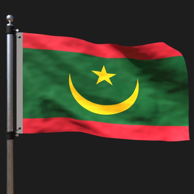 Flag of mauritania Modello 3D .c4d .max .obj .3ds .fbx .stl .blend 
