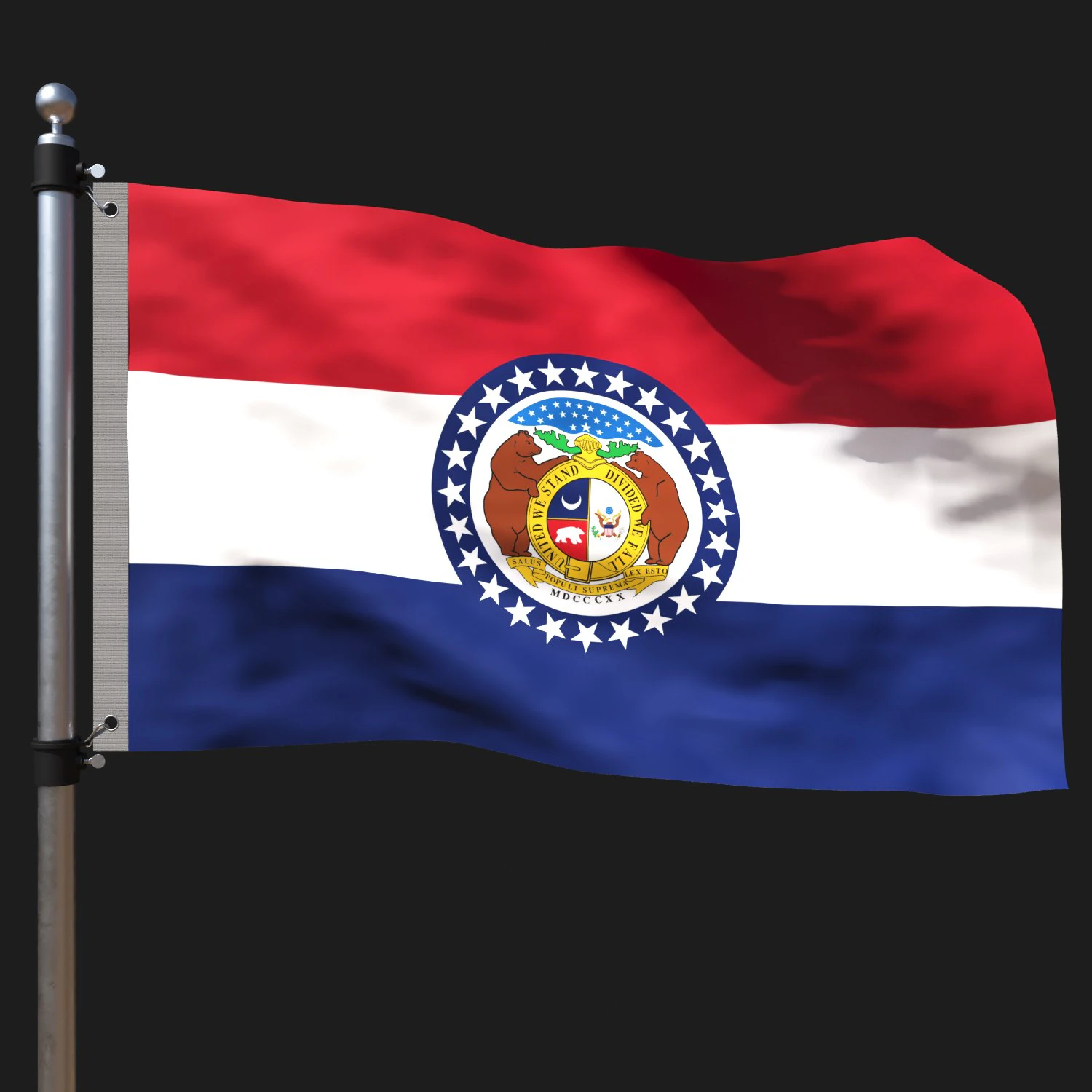 Flag of missouri 3D Model .c4d .max .obj .3ds .fbx .stl .blend 