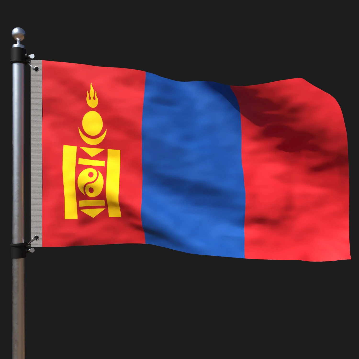 Flag of mongolia 3D Model .c4d .max .obj .3ds .fbx .stl .blend 