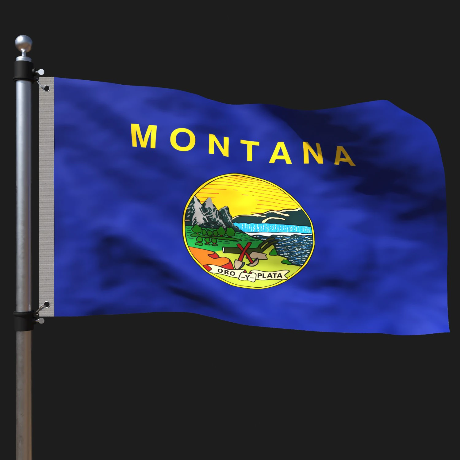 Flag of montana 3D Model .c4d .max .obj .3ds .fbx .stl .blend