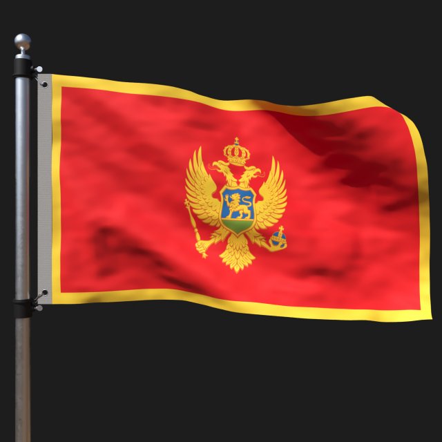 Flag of montenegro 3D Model .c4d .max .obj .3ds .fbx .stl .blend