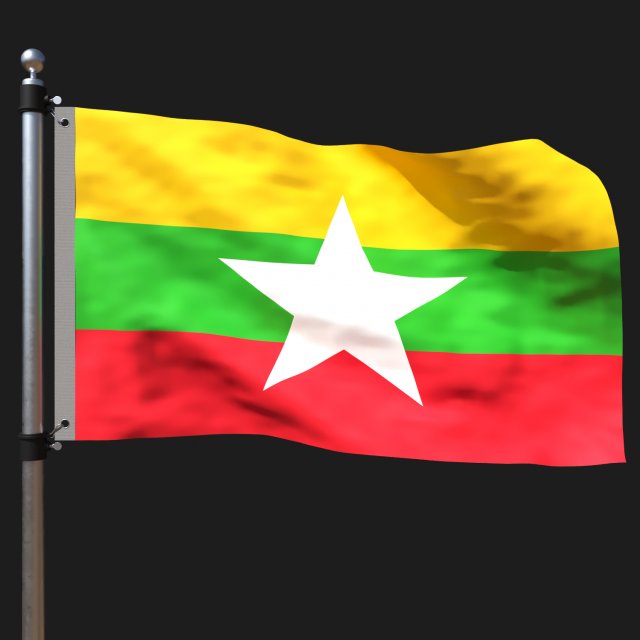 Flag of myanmar 3D Модель .c4d .max .obj .3ds .fbx .stl .blend 