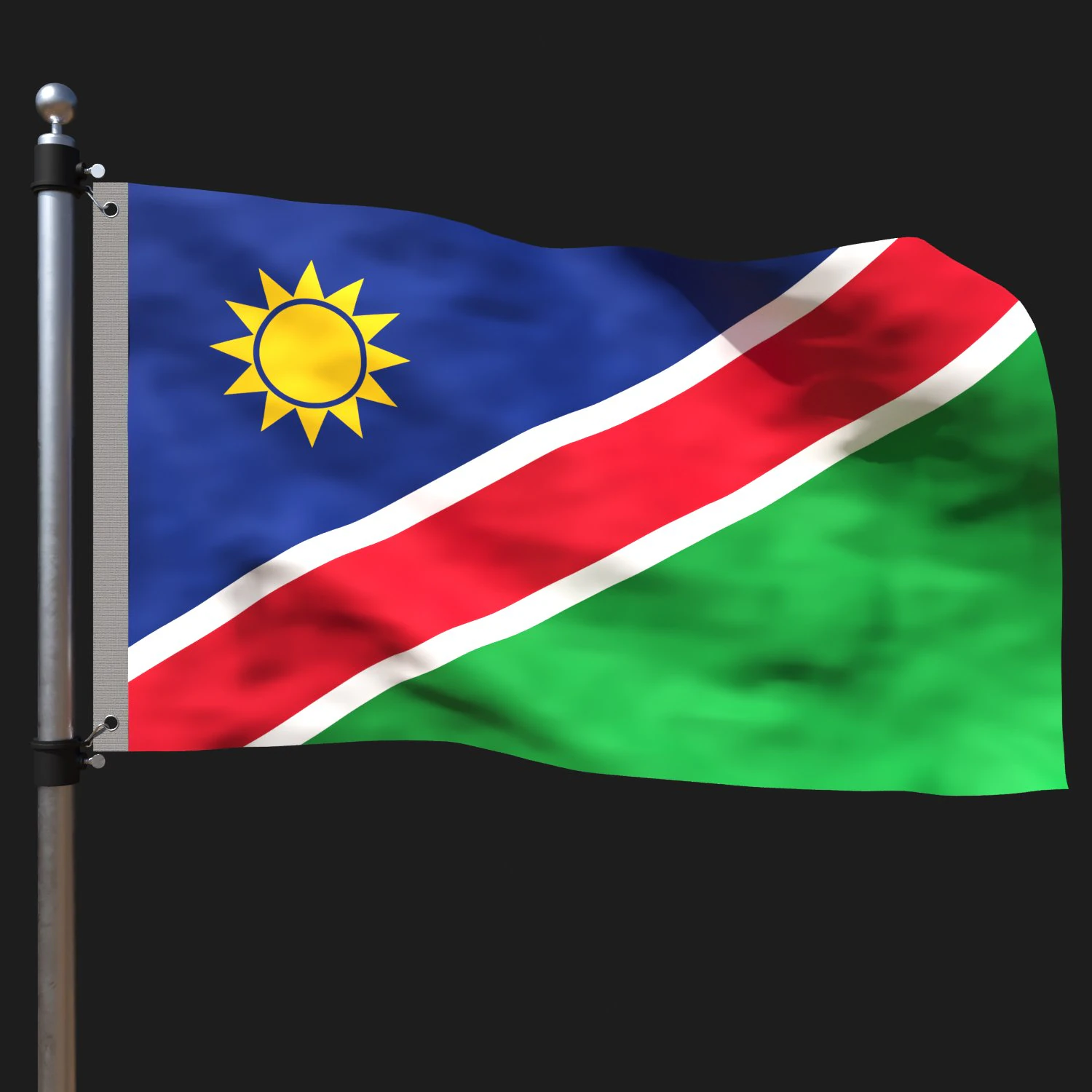 Flagge von Namibia 3D Modell .c4d .max .obj .3ds .fbx .stl .blend 
