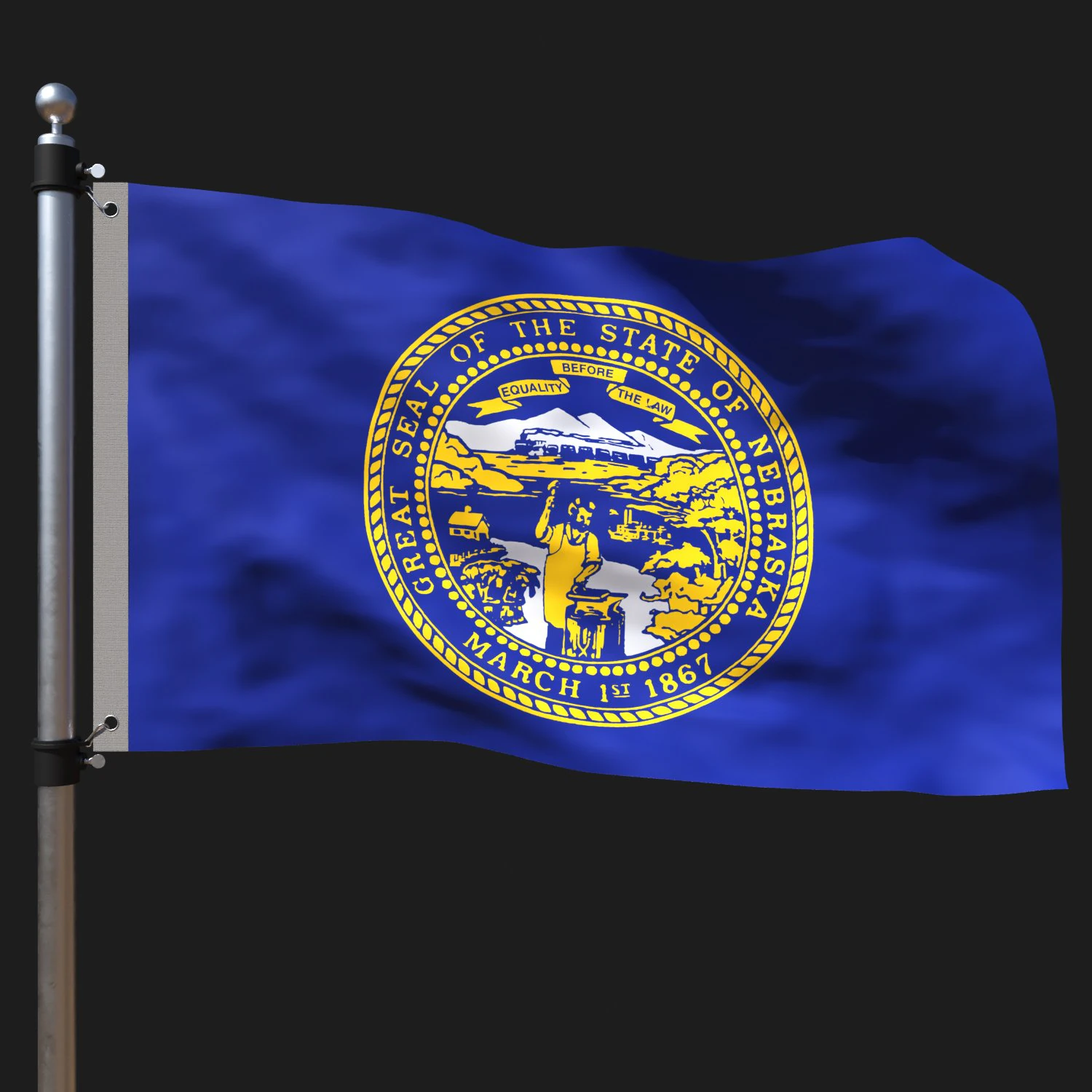 Flag of nebraska 3D Model .c4d .max .obj .3ds .fbx .stl .blend