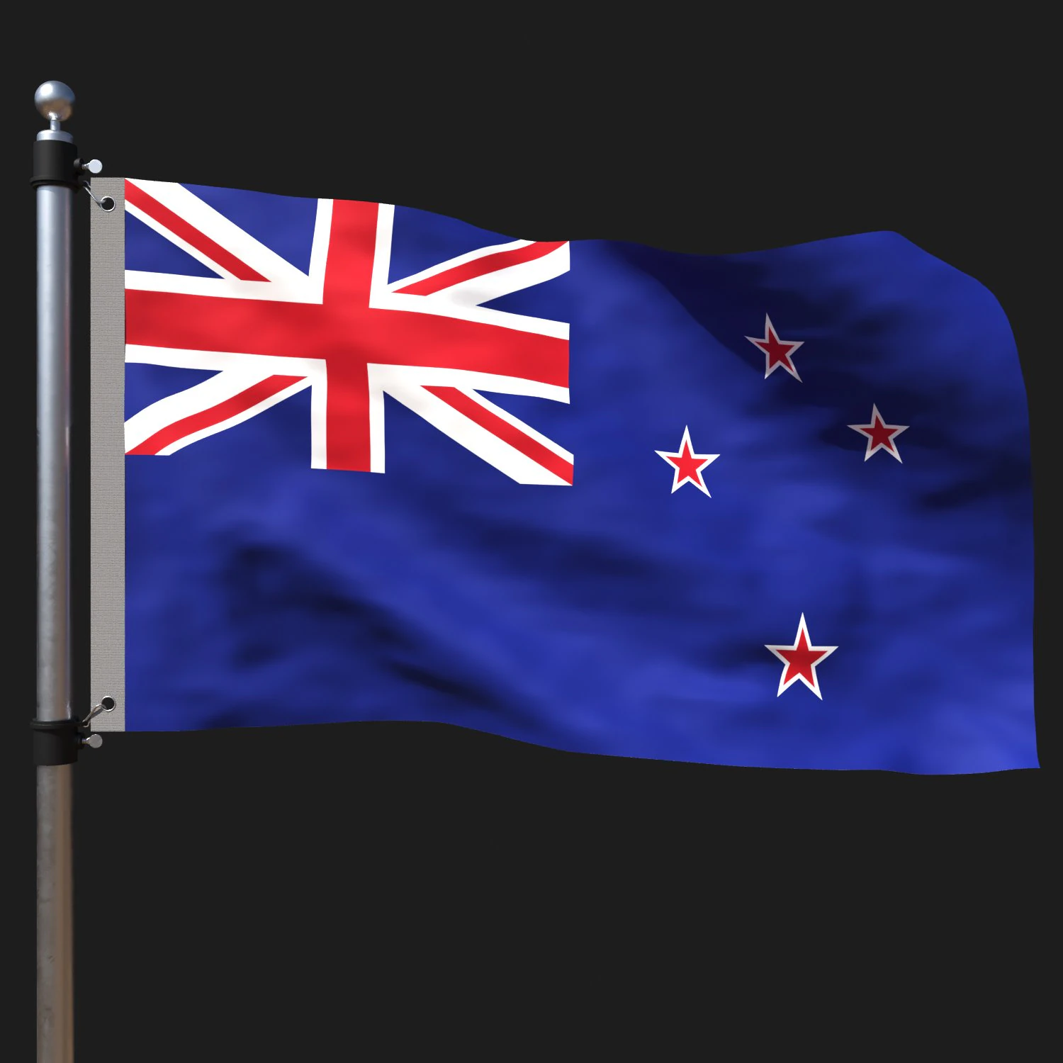 Flag of new zealand 3D Model .c4d .max .obj .3ds .fbx .stl .blend 