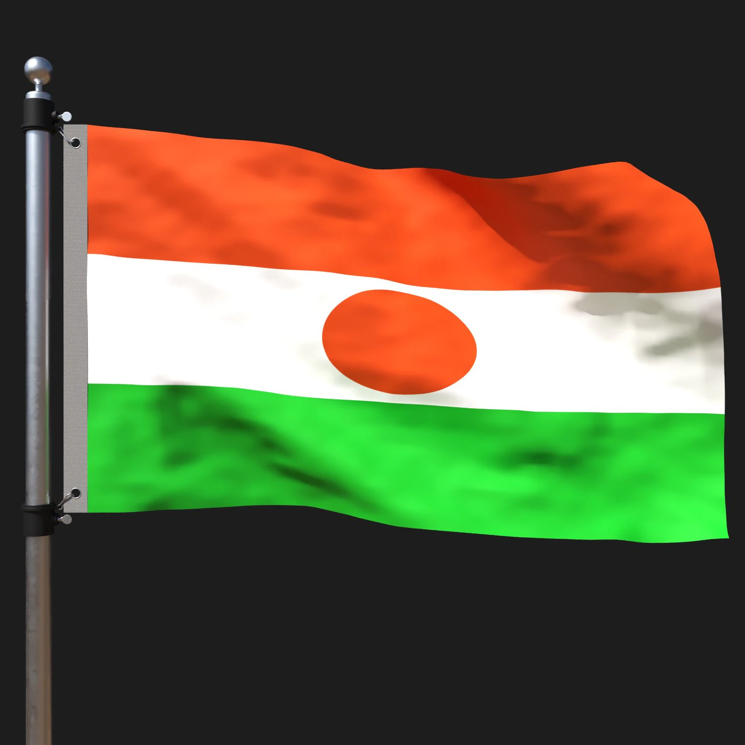 Flag of niger 3D Model .c4d .max .obj .3ds .fbx .stl .blend 
