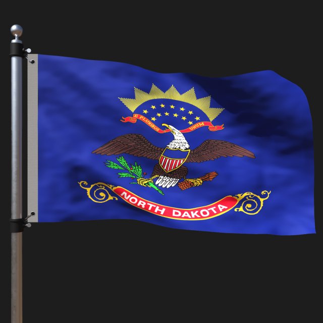 Flag of north dakota 3D Модель .c4d .max .obj .3ds .fbx .stl .blend 