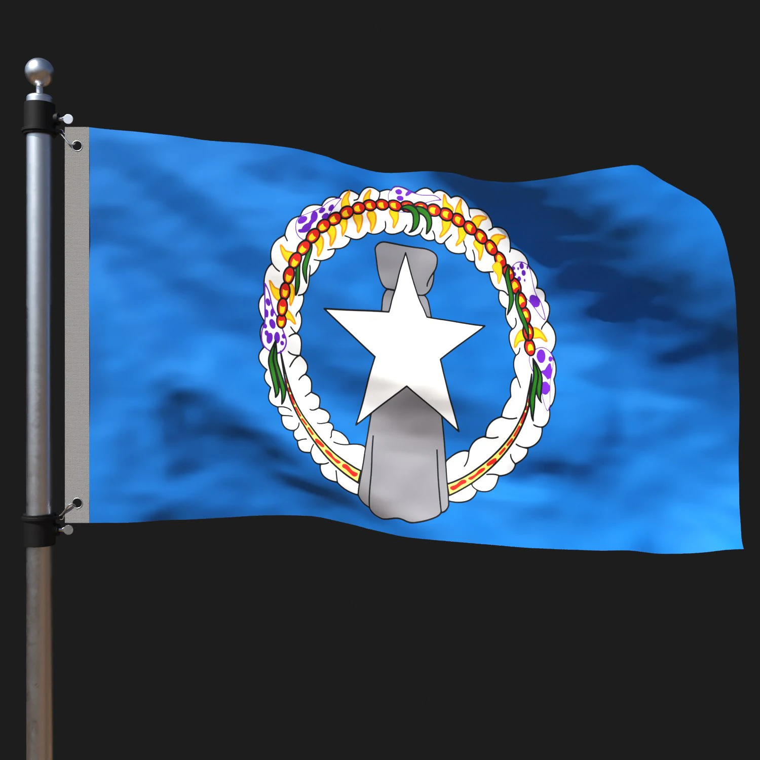 Flag of northern mariana 3D Model .c4d .max .obj .3ds .fbx .stl .blend