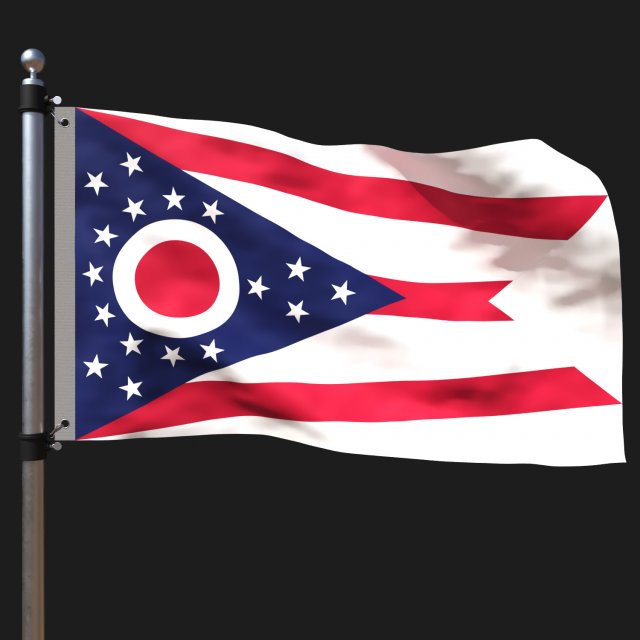 Flag of ohio 3D 모델 .c4d .max .obj .3ds .fbx .stl .blend 