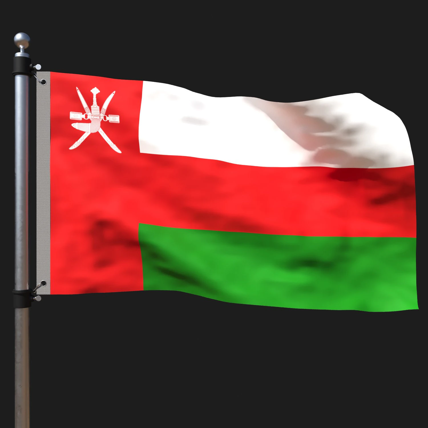 Flag of oman 3D Model .c4d .max .obj .3ds .fbx .stl .blend 