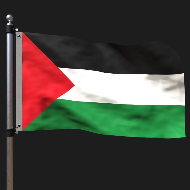 Flag of palestine 3D Model .c4d .max .obj .3ds .fbx .stl .blend