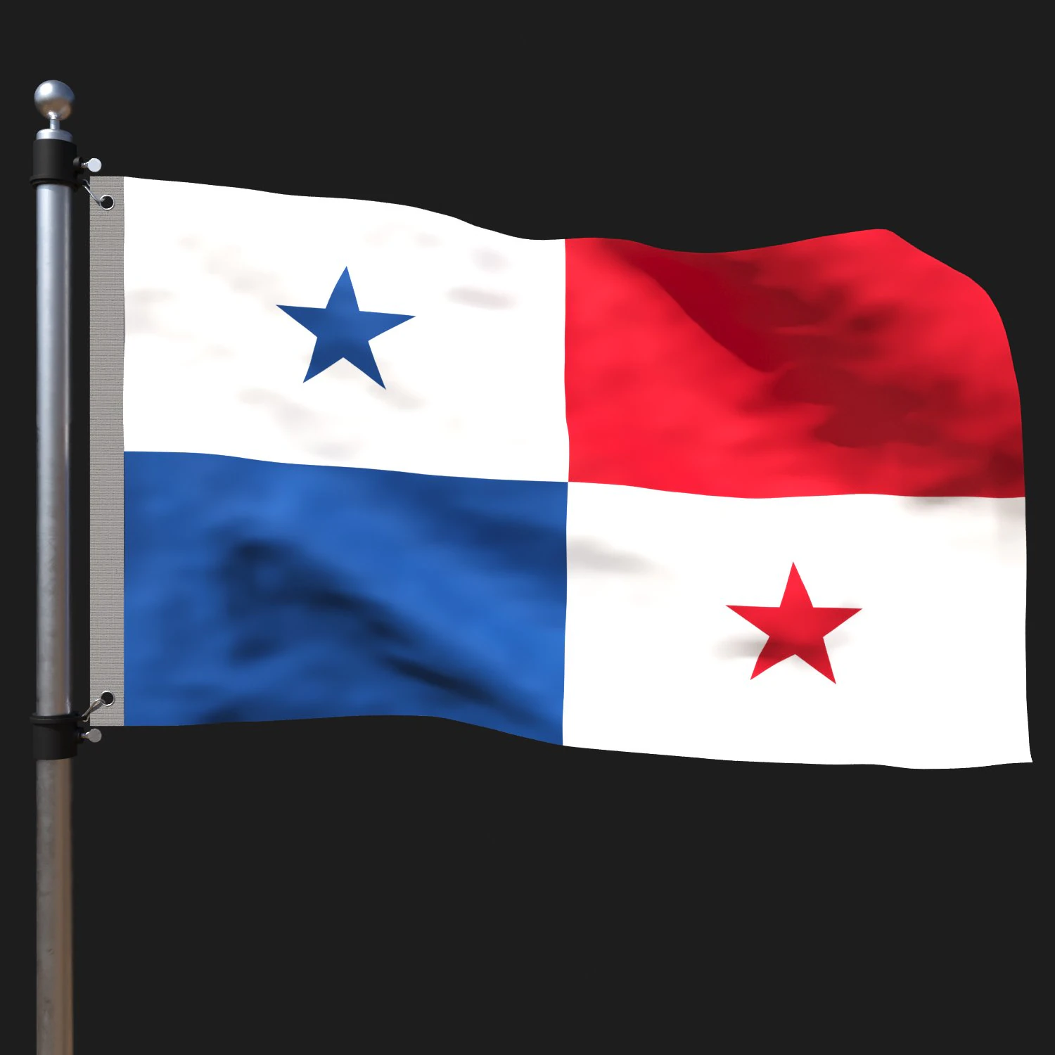 Flag of panama 3D Model .c4d .max .obj .3ds .fbx .stl .blend