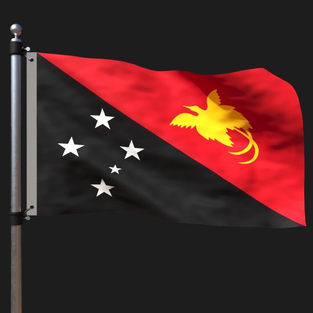 Flag of papua new guinea Model 3D .c4d .max .obj .3ds .fbx .stl .blend 