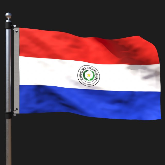 Flag of paraguay 3D 模型 .c4d .max .obj .3ds .fbx .stl .blend