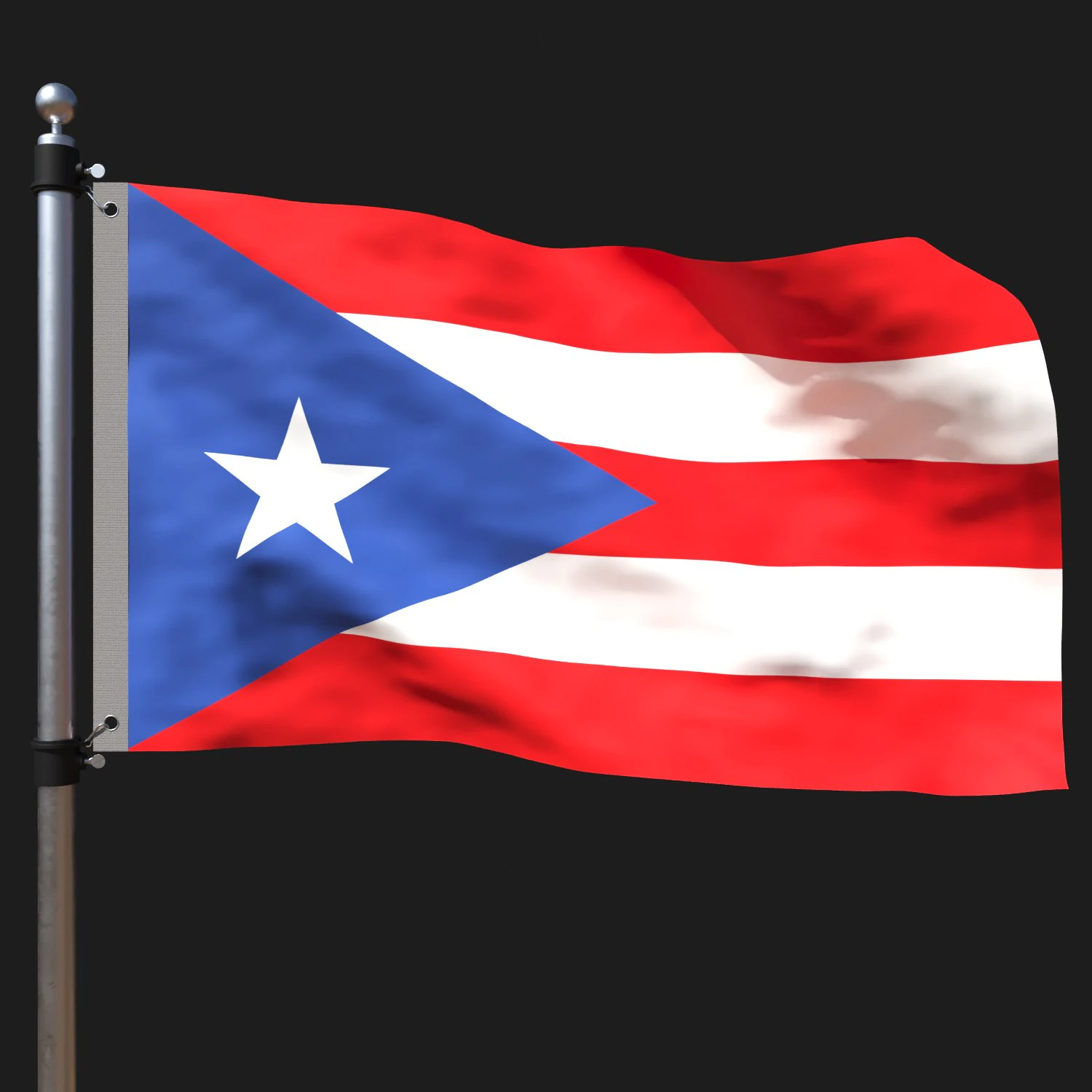 Flag of puerto rico 3D Model .c4d .max .obj .3ds .fbx .stl .blend