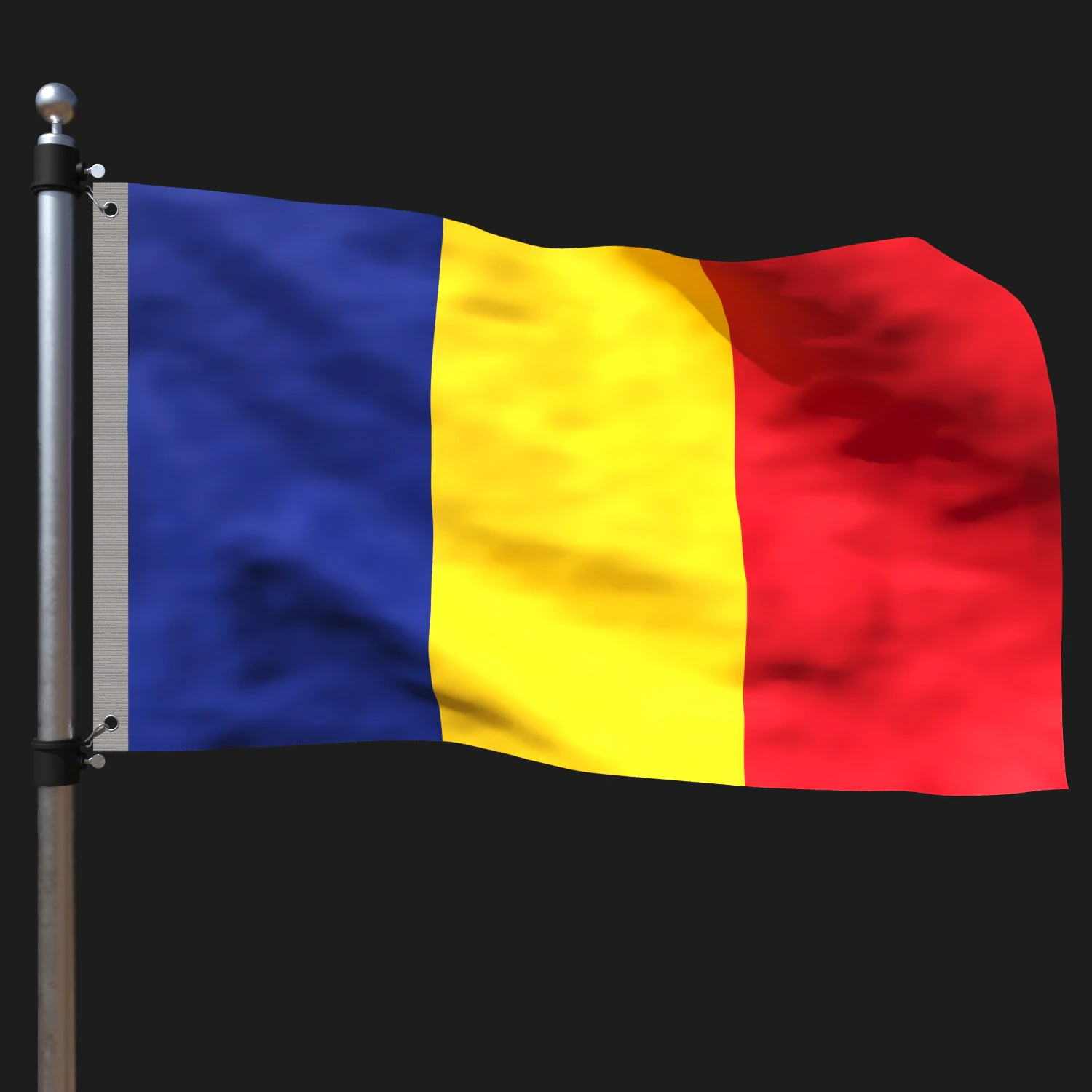 Flag of romania 3D Model .c4d .max .obj .3ds .fbx .stl .blend