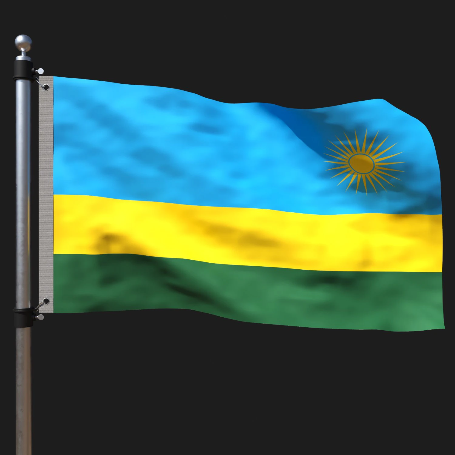 Flag of rwanda 3D Model .c4d .max .obj .3ds .fbx .stl .blend 