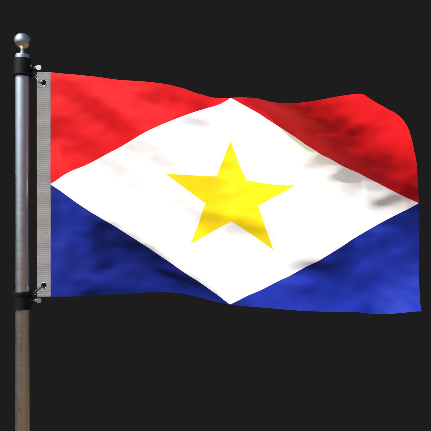 Flag of saba 3D Model .c4d .max .obj .3ds .fbx .stl .blend 